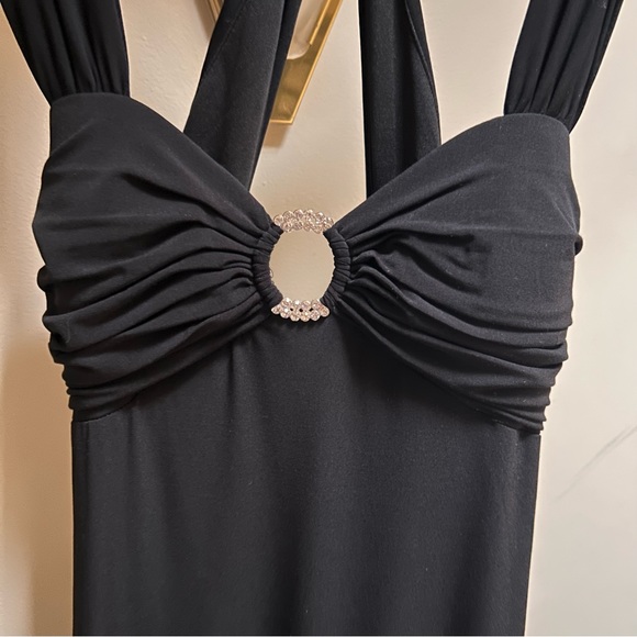 Betsy & Adam ~ new ~ Rhinestone Black Maxi Dress Evening Gown in size 6 - Picture 3 of 16
